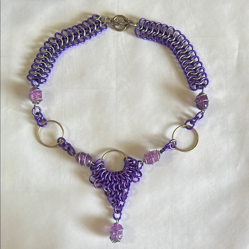 Purple Chainmail Necklace